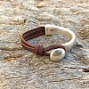 Flat Round Alloy & Acrylic & Imitation Leather Cord Bangles for Men FS-WG7E36B-01-1-2