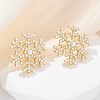 Snowflake Brass & ABS Imitation Pearl Stud Earrings EJEW-M077-03G-4