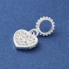 925 Sterling Silver Clear Cubic Zirconia Heart European Dangle Charms STER-H115-07S-2