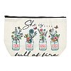 Printed Linen Storage Zipper Clutch Bags ABAG-Z002-01B-1