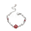 Brass Micro Pave Clear Cubic Zirconia Link Chain Bracelets for Women BJEW-C156-05P-4