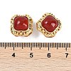 Brass Pave Natural Carnelian(Dyed & Heated) Beads KK-U043-38G-01-3