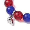 2Pcs 10mm Round Natural White Jade & Red Glass & Blue Cat Eye Beaded Stretch Bracelet Sets for Lover BJEW-JB10325-05-5
