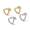 Cubic Zirconia Hollow Out Heart Stud Earrings EJEW-F301-10-1