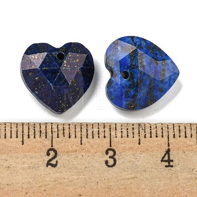 Dyed Natural Lapis Lazuli Faceted Heart Charms G-G123-01K-1