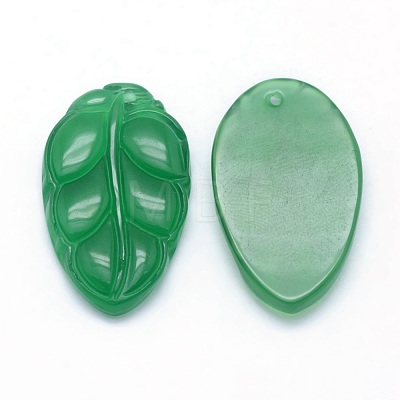 Natural Green Agate Pendants G-P393-F-1