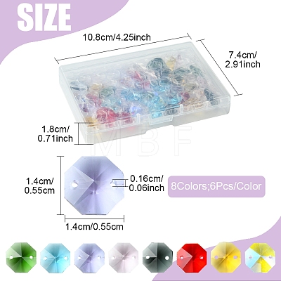 48Pcs 8 Colors Electroplate Glass Links Connectors EGLA-FS0001-48-1