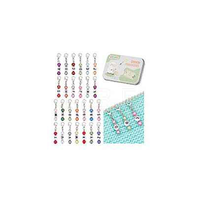 26Pcs 26 Styles Letter A~Z Acrylic Pendant Stitch Markers HJEW-NB00051-1