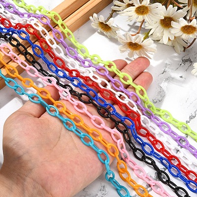 10 Stands 10 Colors Handmade Opaque Acrylic Cable Chains KY-YW0001-21-1