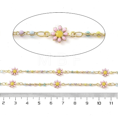Brass Daisy Flower Link Chains CHC-C003-11G-01-1