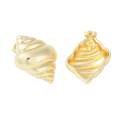 Sea Snail Brass Stud Earrings for Women EJEW-S232-01G-1