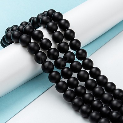 Natural Black Onyx Beads Strands G-Z024-01A-1