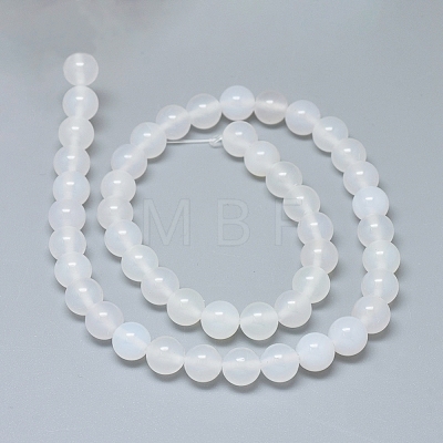 Natural White Agate Beads Strands G-D0005-27-8mm-1
