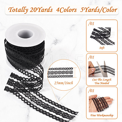  20 Yards 4 Colors Flat Cotton Lace Ribbon OCOR-TA0001-56B-1