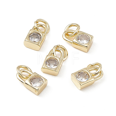 Brass Micro Pave Clear Cubic Zirconia Charms KK-E068-VB226-1