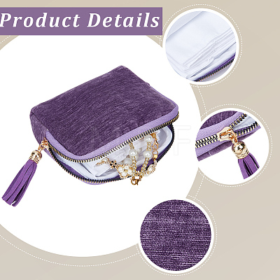 Velvet Jewelry Zipper Bags with Tassel ABAG-WH20009-32B-1