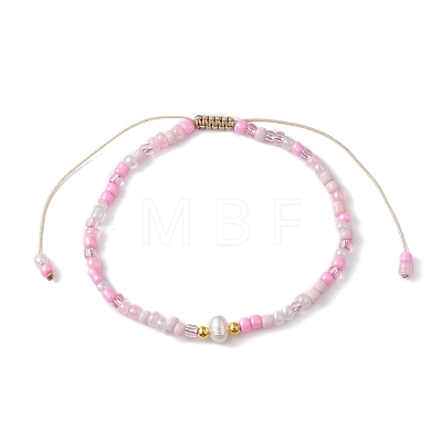 3Pcs 3 Color Natural Pearl & Glass Seed Braided Bead Bracelets Set BJEW-JB09534-1