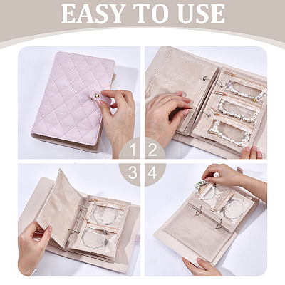Portable Travel PU Leather & PVC Loose Leaf Binder Jewelry Books AJEW-WR0003-78A-1