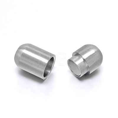 Barrel 304 Stainless Steel Magnetic Clasps with Glue-in Ends X-STAS-D059-18B-1