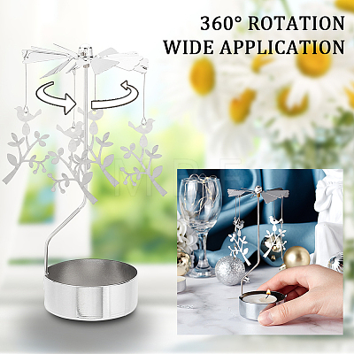 Stainless Steel Spinning Rotary Candle Holder Stand DIY-WH0304-976B-1