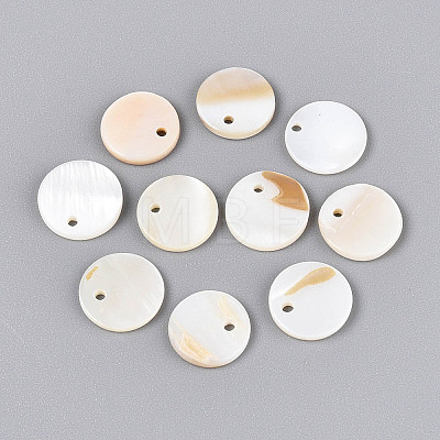 Natural Freshwater Shell Disc Charms BSHE-T014-42B-1