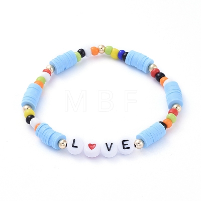 Handmade Polymer Clay Heishi Beads Stretch Bracelets BJEW-JB05159-M-1