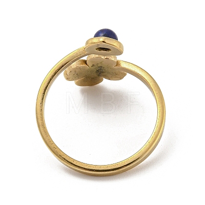 304 Stainless Steel with Natural Lapis Lazuli Ring RJEW-Z031-01E-01-1
