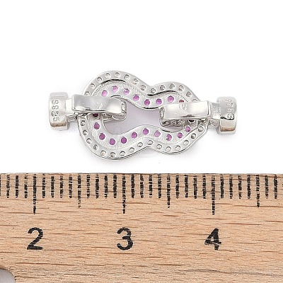 925 Sterling Silver Micro Pave Clear Cubic Zirconia Fold Over Clasps STER-U004-01P-1