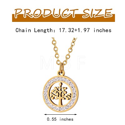 Clear Cubic Zirconia Tree of Life Pendant Necklace JN1048A-1
