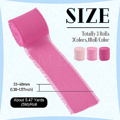 3 Rolls Polyester Raw Edges Ribbons SRIB-TAC0002-26A-1