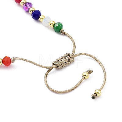 Adjustable Natural Pearl & Glass & Brass Braided Beaded Bracelet for Women BJEW-O187-05-1