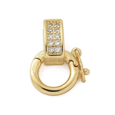 Brass Micro Pave Clear Cubic Zirconia Twister Clasps KK-P293-02B-G-1