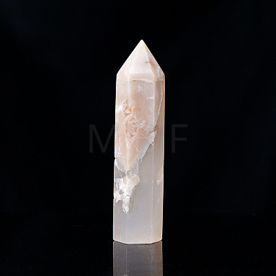 Natural Cherry Blossom Agate Pointed Prism Bar Home Display Decoration G-PW0007-101F-1