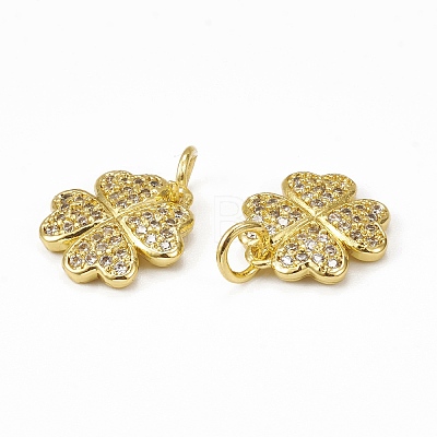 Brass Micro Pave Cubic Zirconia Charms KK-E068-VB113-1