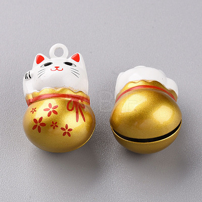 Baking Painted Brass Bell Pendants KKB-S002-010E-1