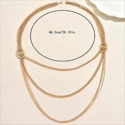 Iron Metallic layered Chain Tassel Long Necklaces with Double Clasp Decor IV6162-1-1
