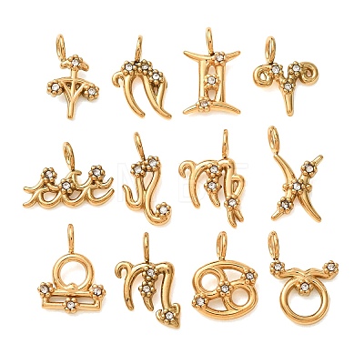 304 Stainless Steel with Crystal Rhinestone Charms RB-CBA5270-12G-1