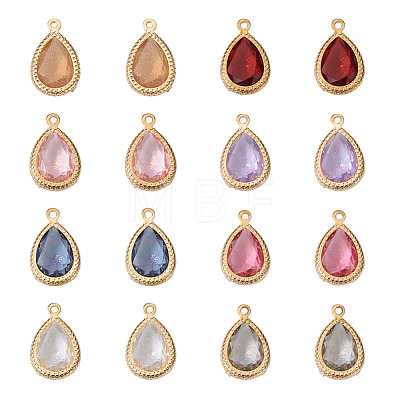 Cheriswelry 48Pcs 8 Colors  Faceted Resin Rhinestone Pendants RESI-CW0001-18-1