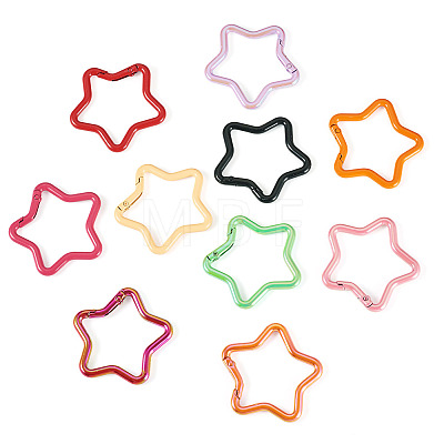 10Pcs 2 Styles Spray Painted Alloy Spring Gate Rings FIND-TA0009-83-1