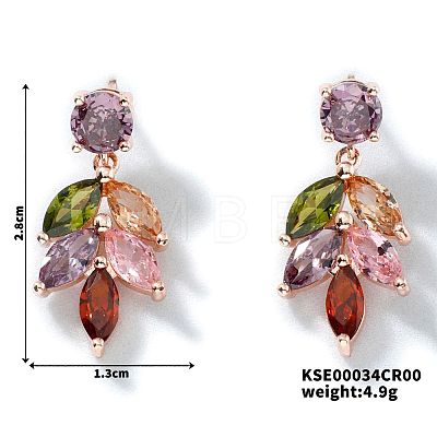 Sweet Brass Cubic Zirconia Earrings WI7590-1-1