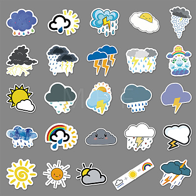 50Pcs Weather Theme PVC Self-Adhesive Cartoon Stickers WG38596-01-1