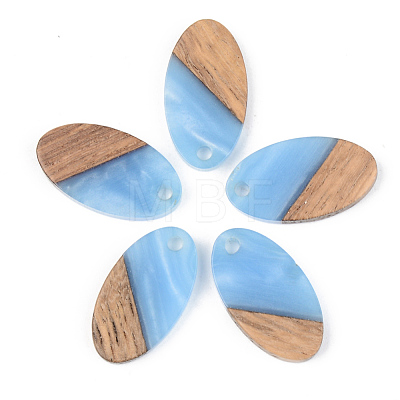 Opaque Resin & Walnut Wood Pendants RESI-S389-041A-C-1