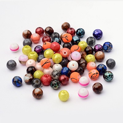 Mixed Style & Mixed Color Round Spray Painted Glass Beads DGLA-X0003-8mm-1