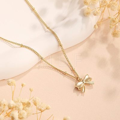 Bowknot Brass Pendant Necklaces for Women WG5C793-03-1