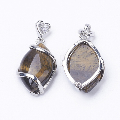 Natural Tiger Eye Pendants X-G-E423-06P-1