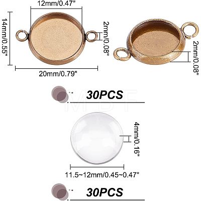 Unicraftale 30Pcs 304 Stainless Steel Cabochon Connector Settings STAS-UN0040-01B-1