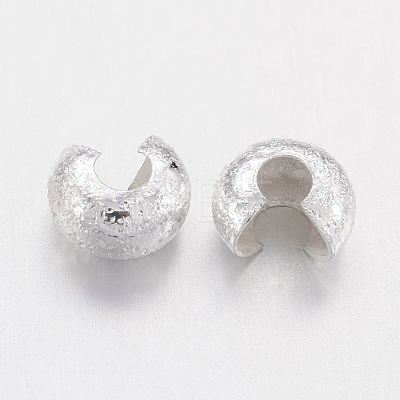 Brass Crimp Beads Covers X-KK-G016-S-NF-1