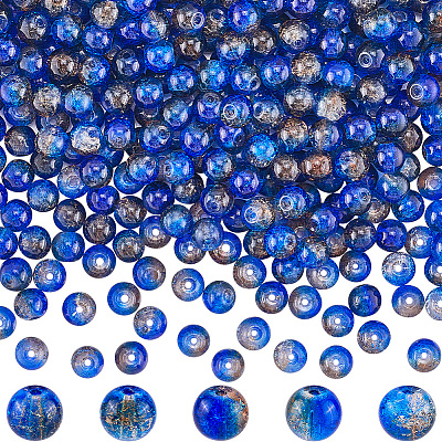 3 Strands Two-Tone Crackle Baking Paint Transparent Glass Beads Strands CCG-SP0001-01B-1