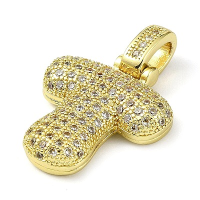 Brass Micro Pave Clear Cubic Zirconia Pendants KK-M279-01G-T-1