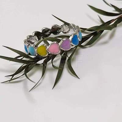 Heart Zinc Alloy Enamel Finger Rings WG3FD51-02-1